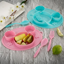 Silicon Micky Plate And 1 Spoon & 1 Fork Card Packing ( 1 Pc Product) - Goyaldeal.com