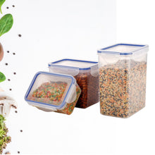Classics Rectangular Plastic Airtight Food Storage Containers with Leak Proof Locking Lid Storage container set of 3 Pc( Approx Capacity 500ml,1000ml,1500ml, Transparent) - Goyaldeal.com