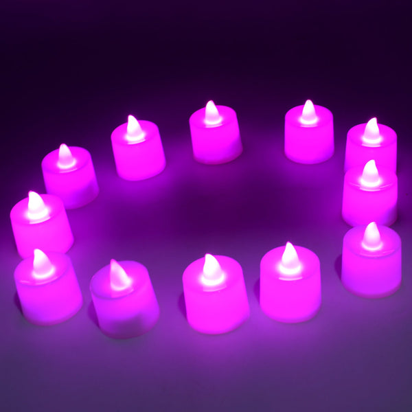 Pink Flameless LED Tealights, Smokeless Plastic Decorative Candles - Led Tea Light Candle For Home Decoration (Pack Of 12pc) ( Diya , Divo , Diva , Deepak , Jyoti) - Goyaldeal.com
