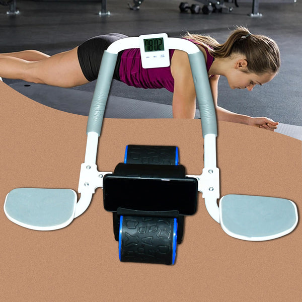 Abdominal Roller Wheel, Automatic Rebound Sponge Handle, Double Wheel Abdominal Roller, Non-Slip Timer Function with Elbow Support for Exercises for Body Fitness Strength Training Home Gym - Goyaldeal.com