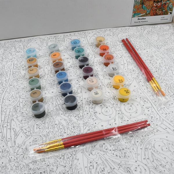 Paint by Numbers for Adults Beginner - Adults' Paint-by-Number Kits on Canvas - DIY Oil Painting by Numbers for Adults - 24 Number Color, 6 paintbrushes, pre-printed canvas (unframed) 40 cm x 50 cm - Goyaldeal.com