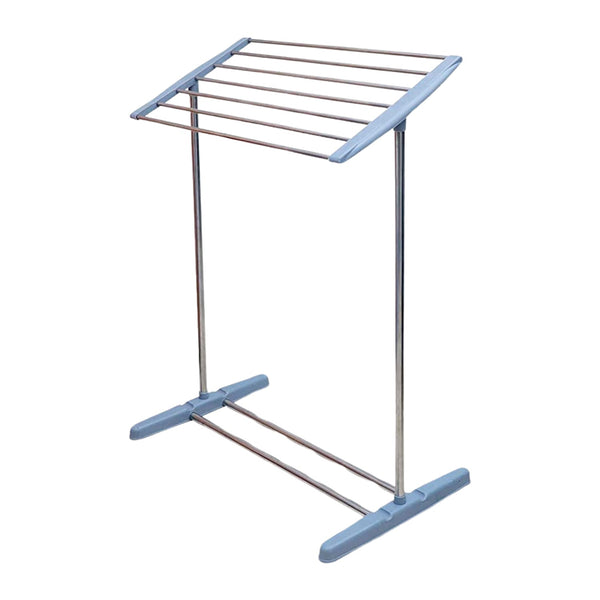 Multi-Functional Single Tier Mobile Towel Foldable Rack for Cloth and Towel / Stainless Steel and Plastic Made Mobile Towel and Cloth Rack Holder Indoor / Outdoor Standing Movable Cloth Dryer Rack, Balcony Cloth Drying Stand - Goyaldeal.com