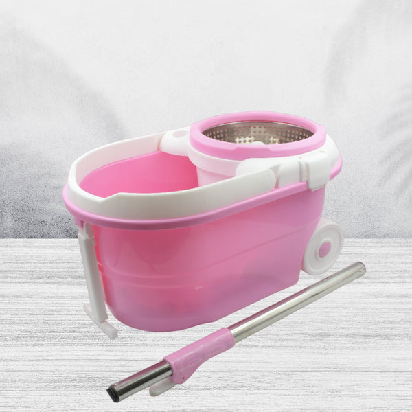 Spin Mop with Bucket for Floor Cleaning - Magic Mop Set with Steel Spin, Mop Stick, and Bucket for Home & Office - Goyaldeal.com