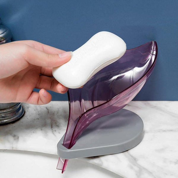 Soap Tray self draining Leaf soap Box Storage soap Box Rack Leaf Laundry soap Box with Suction Cup, Suitable for Bathroom and Kitchen Plastic Tray Rack (1 Pc) - Goyaldeal.com