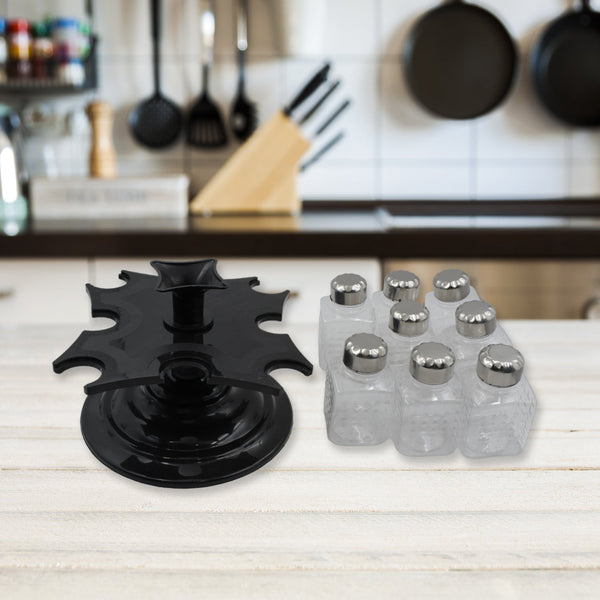 360° Revolving Spice Rack | 8-Piece Square Container Set | All-New Design for Condiments - Goyaldeal.com
