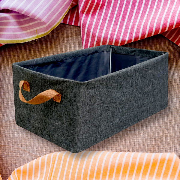 FOLDABLE STORAGE BOX HANDLES, COTTON AND LINEN STORAGE BINS AND BASKETS ORGANIZER FOR NURSERY, CLOSET, BEDROOM, HOME (45 Cm) - Goyaldeal.com