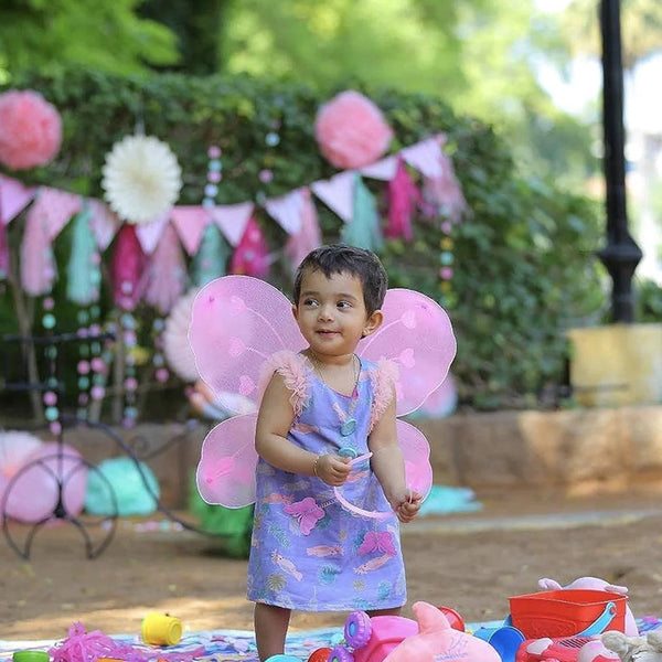 Baby Girl's Fairy Nylon Butterfly Wings Costume Butterfly Fairy Angel Wing| Wand And Hairband Multi- Color For Party (1pc) - Goyaldeal.com