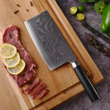 Stainless Steel Chef Damascus Cleaver Vegetable Knife with Plastic Handle & Cover, Multipurpose Use for Kitchen or Restaurant (12 Inch) - Goyaldeal.com