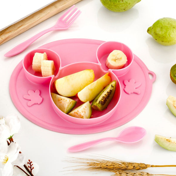 Silicon Micky Plate And 1 Spoon & 1 Fork Card Packing ( 1 Pc Product) - Goyaldeal.com