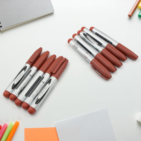 10Pc Marron Marker and pen used in studies and teaching white boards in schools and institutes for students (10 Pc Set) - Goyaldeal.com
