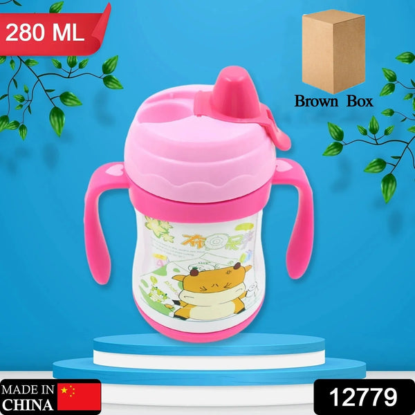 Vacuum Stainless Steel Water Bottle With Carry Handle & Straw Fridge Water Bottle Double Wall, Leak Proof, Rust Proof, Cold &amp; Hot | Leak Proof | Office Bottle | Gym | Home | Kitchen | Hiking | Trekking | Travel Bottle (280 ML) - Goyaldeal.com