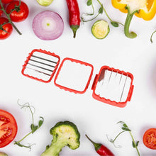 Multifunction Vegetable Cutter Manual Vegetable Quick Dicer Fruit Chopper Slicer with 3 Interchangeable Stainless Steel Blade Inserts, Non-Skid Base Slicer and Chopper