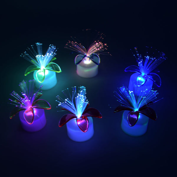 Fiber Optic Light, Mini Color Change LED Table Centerpieces, Light Up Candle - Pack of 6 - Goyaldeal.com