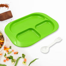 Plastic Food Plates / Biodegradable 3 Compartment Square Plate With Spoon for Food Snacks / Nuts / Desserts Plates for Kids, Reusable Plates for Outdoor, Camping, BPA-free (1 Pc) - Goyaldeal.com