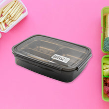 Black Transparent 4 Compartment Lunch Box for Kids and adults, Stainless Steel Lunch Box with 4 Compartments For Office, Travel, School, Home - Goyaldeal.com