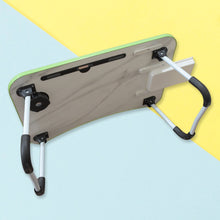 MultiPurpose Study Table Foldable Portable Notebook Bed Lap Desk Tray Stand Reading Holder with Coffee Cup Slot, Drawer, Fan, USB Cable & Light for Breakfast, Reading & Movie Watching (1 Pc Mix Color) - Goyaldeal.com