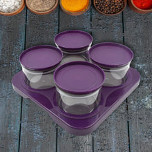 Airtight Plastic 4 Pc Storage Container Set, With Tray Dry Fruit Plastic Storage Container Tray Set With Lid & Serving Tray For Kitchen - Goyaldeal.com