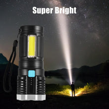 Multifunctional Strong 4 LED Torch Light, Portable Rechargeable Flashlight Long Distance Beam Range 800 Lumens COB Light 4 Mode Emergency for Hiking, Walking, Camping (4 LED Torch) - Goyaldeal.com