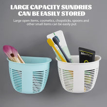 Hanging Plastic Storage Basket, Adhesive Wall Mounted Organizer Box Make Up Holder Shelf Bathroom Wall Basket Punch Free Drain Basket for Kitchen Bathroom, Wall Type Storage Basket (1 Pc) - Goyaldeal.com