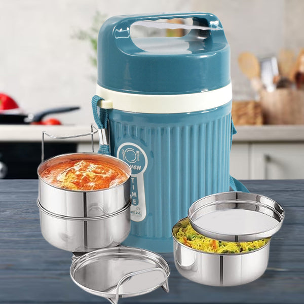 Stackable Insulated Tiffin with Handle (1 Pc): Leakproof, Hot Food Container - Goyaldeal.com