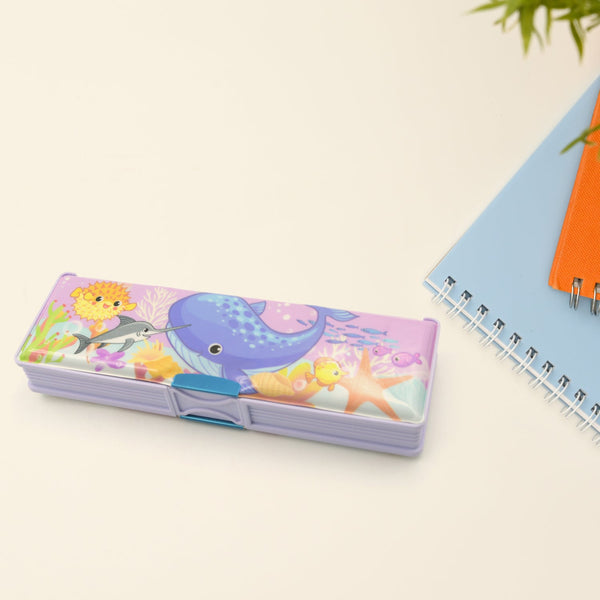 Multipurpose Cartoon Pencil Case – Double Deck Compass Box with 2 Compartments - Goyaldeal.com