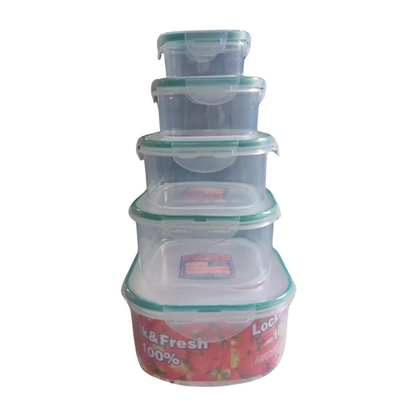Kitchen Storage Containers Set – Fridge Storage, Plastic Organizer, Snap-Seal Lunch Box (5 Pcs Set) - Goyaldeal.com