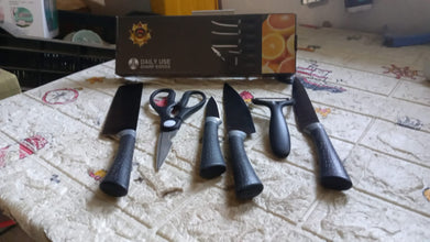 6 Pieces Professional Kitchen Knife Set, Meat Knife, Chef's Knife with Non-Slip Handle for Home, Kitchen and Restaurant with Chef Peeler and Scissor (Stainless Steel / 6 Pcs Set) - Goyaldeal.com