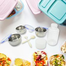 6In1 Tiffin Box-Lunch Box | 3 Stainless Steel Containers | Plastic lid Box | Spoon & Fork /Plastic Bottle | Insulated Fabric Bag | Leak Proof | Microwave Safe  for Office, College and School for Men, Women (6 pcs) - Goyaldeal.com