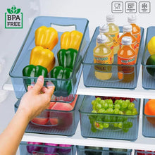 Plastic Refrigerator Organizer Bins, Set Of 2 Stackable Fridge Organizers with Handle, Clear Organizing Food Fruit Vegetables Pantry Storage Bins for Freezer kitchen Cabinet Organization and Storage (2 Pcs Set Mix Color) - Goyaldeal.com