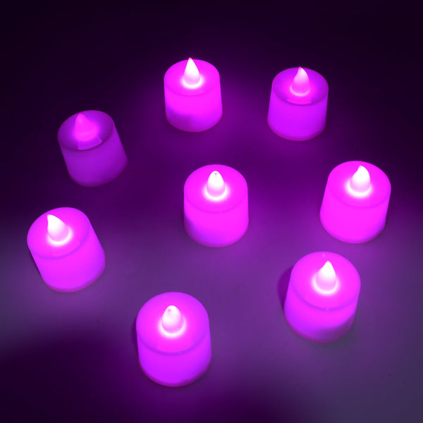 Pink Flameless LED Tealights, Smokeless Plastic Decorative Candles - Led Tea Light Candle For Home Decoration (Pack Of 8pc) ( Diya , Divo , Diva , Deepak , Jyoti) - Goyaldeal.com