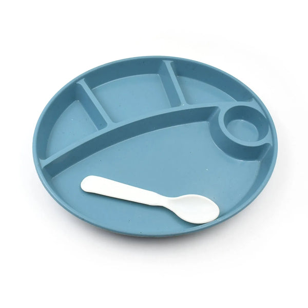 Plastic Food Plates / Biodegradable 5 Compartment Plate With Spoon for Food Snacks / Nuts / Desserts Plates for Kids, Reusable Plates for Outdoor, Camping, BPA-free (1 Pc) - Goyaldeal.com