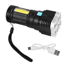Multifunctional Strong 4 LED Torch Light, Portable Rechargeable Flashlight Long Distance Beam Range 800 Lumens COB Light 4 Mode Emergency for Hiking, Walking, Camping (4 LED Torch) - Goyaldeal.com