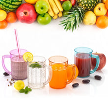 Stylish Juice Glass With Handle, Water Glass, Beer Glass, Milk Shake Glass, Multipurpose Glass Plastic Beer Mug, Unbreakable Beer Tasting Glasses, Clear Juice Glasses Suitable for Kids (2 pc) - Goyaldeal.com