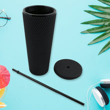 Reusable Studded Tumbler with Straw & Leak Proof Lid (1 Pc, Mix Colors) - Goyaldeal.com