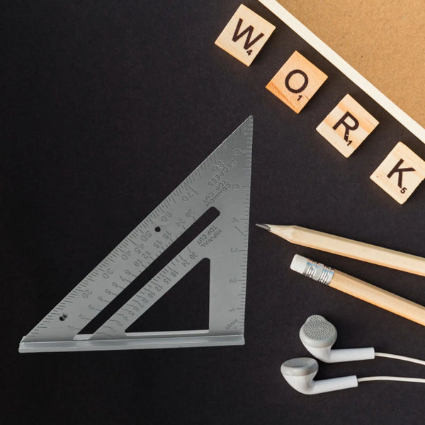 Double-Sided 45° Triangle Ruler – 7-Inch Aluminum Alloy Rafter Square for Home & Industrial Use - Goyaldeal.com