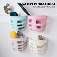 Hanging Plastic Storage Basket, Adhesive Wall Mounted Organizer Box Make Up Holder Shelf Bathroom Wall Basket Punch Free Drain Basket for Kitchen Bathroom, Wall Type Storage Basket (1 Pc) - Goyaldeal.com