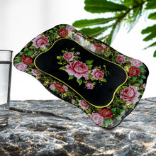 Stainless Steel Serving Tray With Flower Printed Rectangle Premium Dining Table Plate (18 x 8.5 Inch / 1 Pc) - Goyaldeal.com