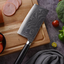 Stainless Steel Chef Damascus Cleaver Vegetable Knife with Plastic Handle & Cover, Multipurpose Use for Kitchen or Restaurant (12 Inch) - Goyaldeal.com
