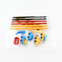 Pencil and Eraser Set, Construction Truck Theme Stationery Kit Includes 6 Pencils, 4 Erasers, 1 Sharpener, 1 Ruler Bookmark, 1 Pencil Cap Stationary For Birthday Gifts for Kids, Birthday Return Gifts (13 Pc set) - Goyaldeal.com