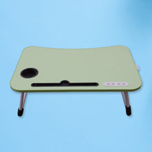 MultiPurpose Study Table Foldable Portable Notebook Bed Lap Desk Tray Stand Reading Holder with Coffee Cup Slot, Drawer, Fan, USB Cable & Light for Breakfast, Reading & Movie Watching (1 Pc Mix Color) - Goyaldeal.com
