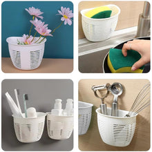 Hanging Plastic Storage Basket, Adhesive Wall Mounted Organizer Box Make Up Holder Shelf Bathroom Wall Basket Punch Free Drain Basket for Kitchen Bathroom, Wall Type Storage Basket (1 Pc) - Goyaldeal.com