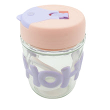 Glass Coffee/Tea Mug - 350ml Cup with Lid, Alphabet Design, Multipurpose Drinkware - Goyaldeal.com
