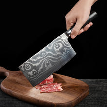 Stainless Steel Chef Damascus Cleaver Vegetable Knife with Plastic Handle & Cover, Multipurpose Use for Kitchen or Restaurant (12 Inch) - Goyaldeal.com