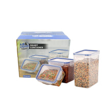 Classics Rectangular Plastic Airtight Food Storage Containers with Leak Proof Locking Lid Storage container set of 3 Pc( Approx Capacity 500ml,1000ml,1500ml, Transparent) - Goyaldeal.com
