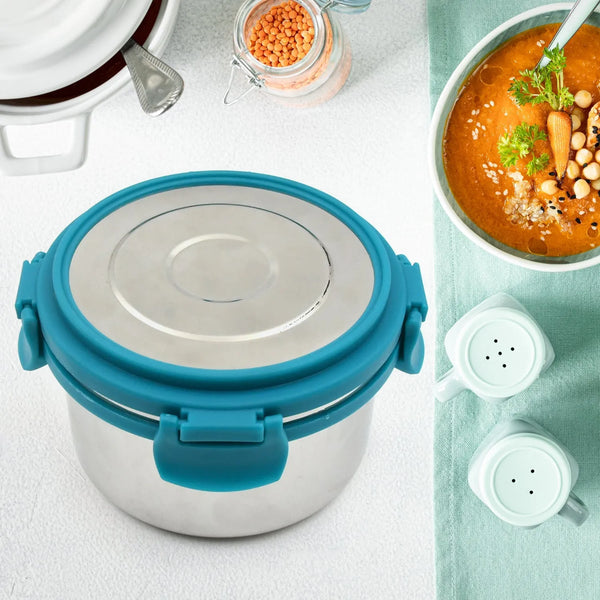Miracle Solo round Lunch box High Grade Stainless Steel Double Wall Insulated 300ML Food Container 4 Lock Clip Leak Proof Lid, Best Return Gift for Any Occasion (1 Pc) - Goyaldeal.com