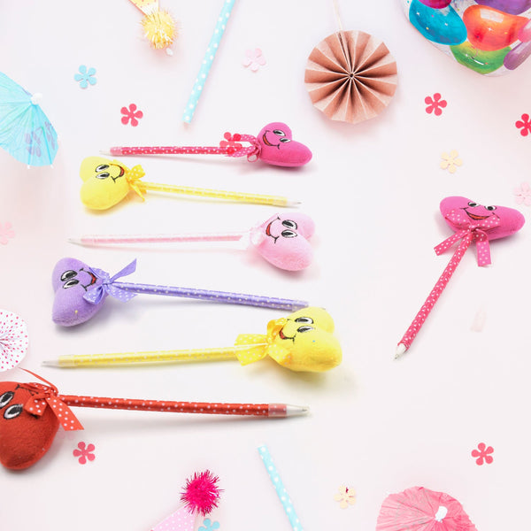Cute Cartoon Shape & Heart Design Facy Writting Pen Attached Rattle | Ball Pen Smooth Writing For Wedding , Events & Multiuse Pen  Best Pen l Use for Kids (12 Pcs Set Mix Design & Color) - Goyaldeal.com