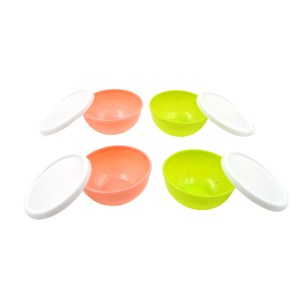 Multipurpose Small Round Plastic Bowl / Katori With Lid, Microwave Safe Reusable Lightweight Bowl, Dishwasher Safe Chutney Bowl (4 Pcs Set) - Goyaldeal.com