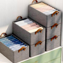 FOLDABLE STORAGE BOX HANDLES, COTTON AND LINEN STORAGE BINS AND BASKETS ORGANIZER FOR NURSERY, CLOSET, BEDROOM, HOME (45 Cm) - Goyaldeal.com