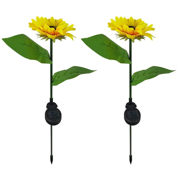 2 Pc Outdoor Solar Sunflower Lights Intelligent Light Control Waterproof Garden Landscape Stake Light - Goyaldeal.com