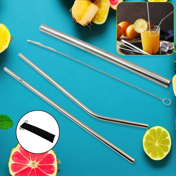 Reusable Stainless Steel Straws with Case for Drinking (4 Pc, Eco-Friendly) - Goyaldeal.com